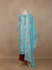 Aqua Blue Floral Designed Cotton Salwar Suit - Diadem