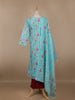 Aqua Blue Floral Designed Cotton Salwar Suit - Diadem