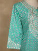 Aqua Blue Floral Designed Cotton Straight Cut Salwar Suit - Diadem