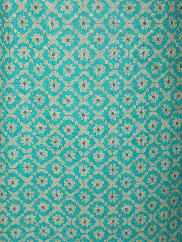 Aqua Blue Floral Designed Cotton Straight Cut Salwar Suit - Diadem
