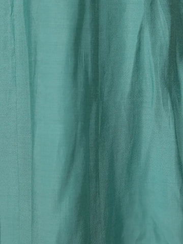 Aqua Blue Floral Designed Semi Silk Salwar Suit - Diadem