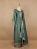 Aqua Green Dot Designed Tissue Silk Gown - Diadem