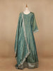 Aqua Green Dot Designed Tissue Silk Gown - Diadem