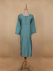 Aqua Green Solid Casual Cotton Kurti - Diadem