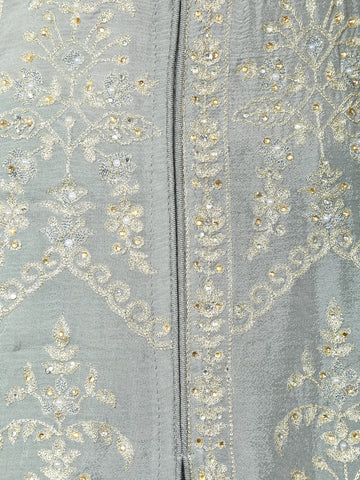 Ash Floral Embroidered Cotton Lehenga - Diadem