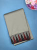 Ash Grey Black and Maroon Temple Motif Border Soft Silk Saree - Diadem