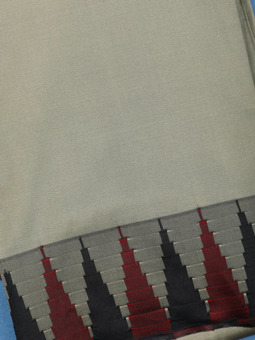Ash Grey Black and Maroon Temple Motif Border Soft Silk Saree - Diadem