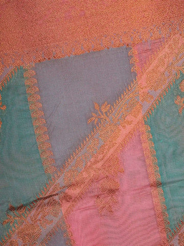 Ash Grey Diagonal Stripe Floral Design Tissue Silk Saree - Diadem