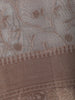Ash Grey Floral Design Woven Tissue Silk Saree - Diadem