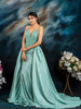 Mint Green Glitter Net Gown Embellished with Stones - Diadem