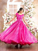 Pink Net with Shimmers and Floral Laces Gown - Diadem