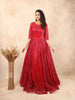 Red Glitter Net Ball Gown - Diadem