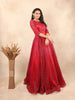 Red Glitter Net Ball Gown - Diadem