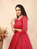 Red Glitter Net Ball Gown - Diadem