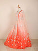 Orange Bridal Lehenga with Ombre Floral Stones Lace - Diadem