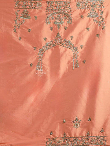 Peach Silk Embroidered Bridal Lehenga for Women - Diadem