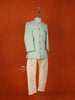 Aqua Green Raw Silk Sherwani Suit with Brooch - Diadem