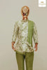 Mustard Green Indo Western Sherwani Set With Shawl - Diadem
