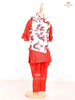Scarlet Red Kurta Set with Floral Printed Waistcoat - Diadem