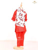 Scarlet Red Kurta Set with Floral Printed Waistcoat - Diadem