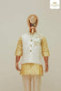 Gold and Ivory Kurta Pyjama Set with Embroidery Jacket - Diadem