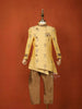 Sandal Raw Silk Indo-Western Sherwani Suit Paired with Matching Brooch - Diadem
