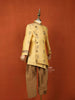Sandal Raw Silk Indo-Western Sherwani Suit Paired with Matching Brooch - Diadem