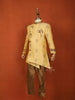 Sandal Raw Silk Indo-Western Sherwani Suit Paired with Matching Brooch - Diadem