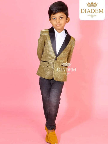 Gold Double Shade Full Sleeve Blazer - Diadem