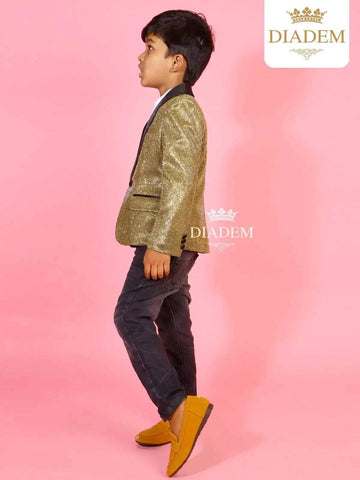 Gold Double Shade Full Sleeve Blazer - Diadem