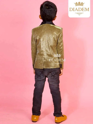 Gold Double Shade Full Sleeve Blazer - Diadem