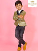Gold Shimmer Tuxedo Full Sleeve Blazer for Boys - Diadem