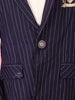 Navy Blue Cotton Blend Full Sleeve Striped Pattern Blazer for Boys - Diadem