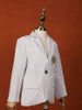 White Cotton Full Sleeve Blazer with Blue Stripes for Boys - Diadem