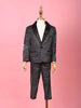 Black and Silver Shimmer Tuxedo with Checked Pattern Coat Suit for Boys - Diadem