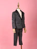 Black and Silver Shimmer Tuxedo with Checked Pattern Coat Suit for Boys - Diadem