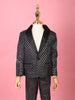 Black and Silver Shimmer Tuxedo with Checked Pattern Coat Suit for Boys - Diadem