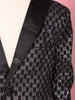Black and Silver Shimmer Tuxedo with Checked Pattern Coat Suit for Boys - Diadem