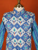 Blue Cotton Kurta with White Pants and Matching Overcoat - Diadem