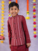 Dark Maroon Kurta Pyjama with Design Jacket - Diadem