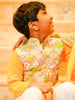 Sun Yellow Kurta Pyjama with Off White Pant and Bandhani Design Jacket - Diadem