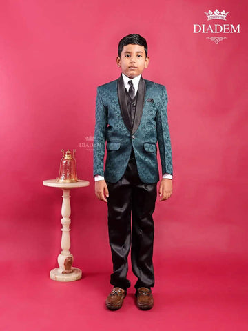 Teal Green Coat Suit with Tie - Diadem