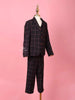 Black Cotton Blend Striped Pattern Coat and Suit for Boys - Diadem