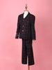 Black Cotton Blend Striped Pattern Coat and Suit for Boys - Diadem