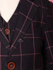 Black Cotton Blend Striped Pattern Coat and Suit for Boys - Diadem