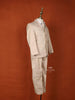 Cream Cotton Blend Coat Suit Paired with Matching Tie Set - Diadem