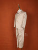 Cream Cotton Blend Coat Suit Paired with Matching Tie Set - Diadem