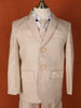 Cream Cotton Blend Coat Suit Paired with Matching Tie Set - Diadem