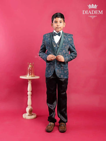 Dark Green Coat Suit with Bow - Diadem