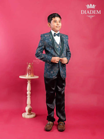 Dark Green Coat Suit with Bow - Diadem